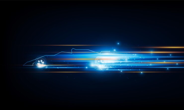 Vector high speed concept formula 1 car in the form of arrow light out technology background hitech communication concept innovation background vector design