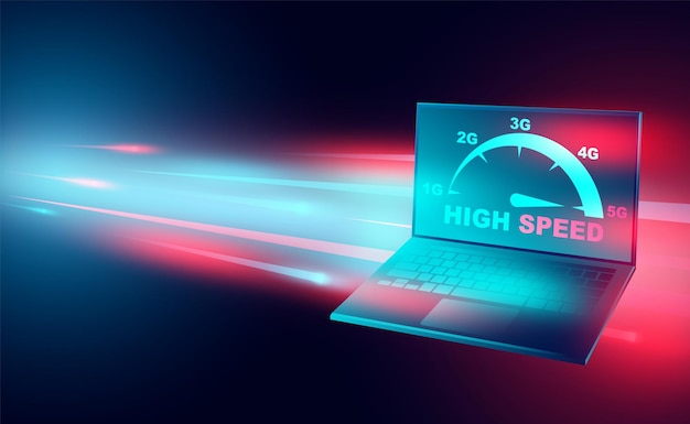 High speed internet concept network on computer laptop broadband networks speed isometric