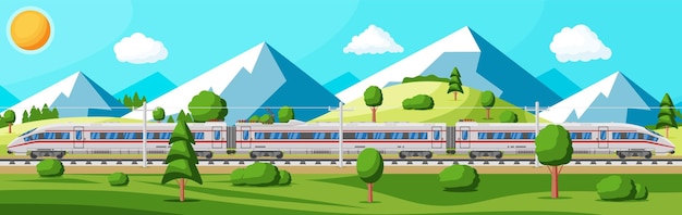 High Speed Train And Summer Landscape