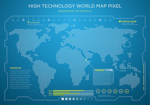 High-tech wereldkaart digitale interface achtergrond