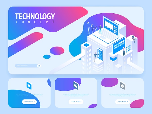 High technology concept. landing page template. header for website. high detailed isometric  illustration