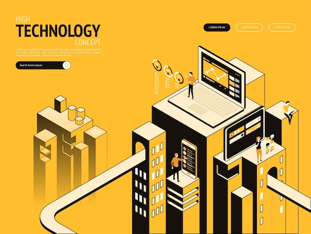 Vettore modello di pagina di destinazione del concetto di alta tecnologia