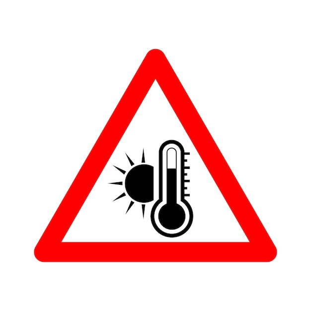 높은 온도 표지판 경고 표지판 빨간 삼각형 표지판 매우 뜨겁고 불타는 뜨거운 열