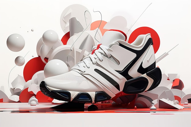 Vector a high type sneaker with a combination of red black and white colors its a vector illustration fi