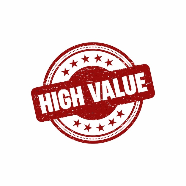 Векторная иллюстрация гранжевого штампа High Value.