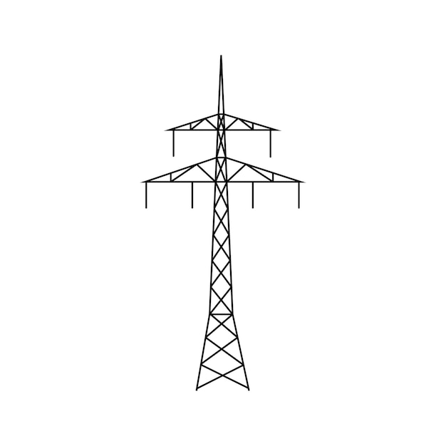 high voltage electric pylon. power line symbol flat design. electric power line tower icon for web design. vector illustration