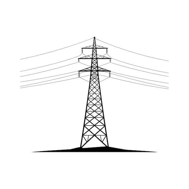 High-Voltage Electrical Transmission Tower Silhouette