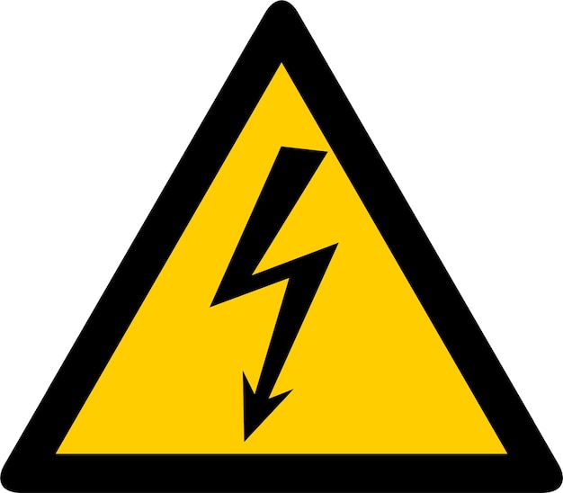 Icona del simbolo di avvertenza ad alta tensione nell'illustrazione vettoriale in stile piatto