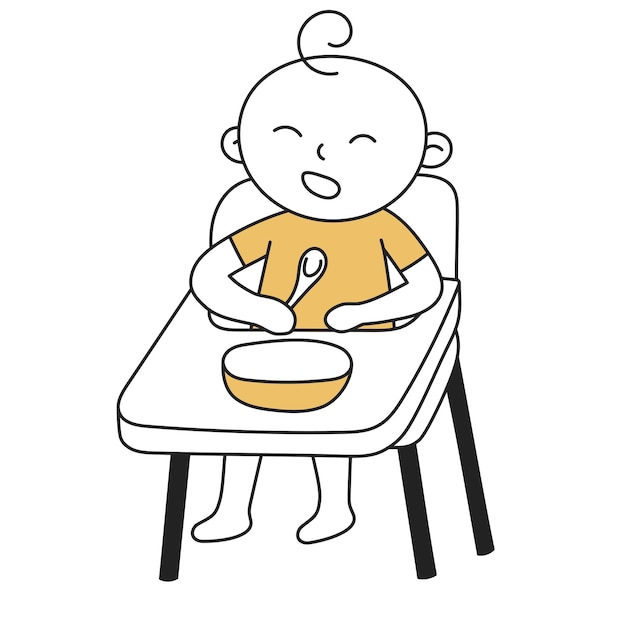 Vector highchair hand drawn kid and family doodle icon