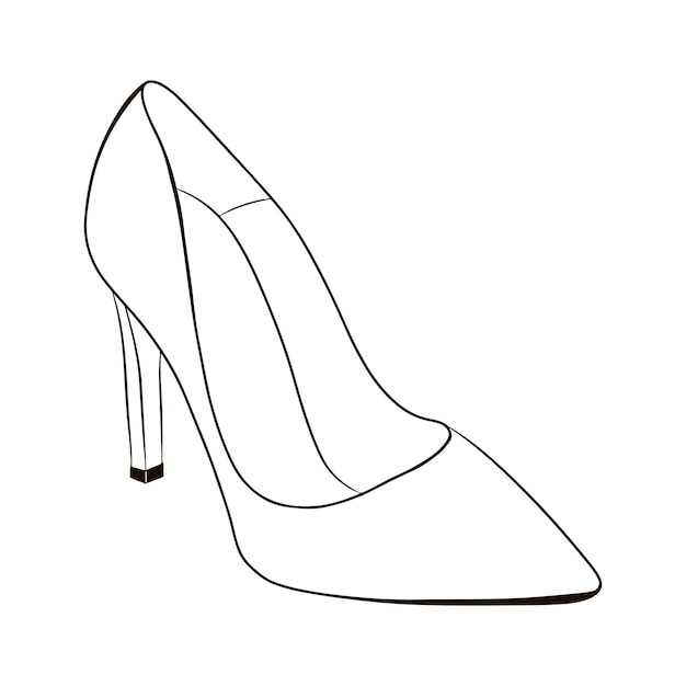 Туфли на высоком каблуке Ручной рисунок векторной иллюстрации на белом фоне