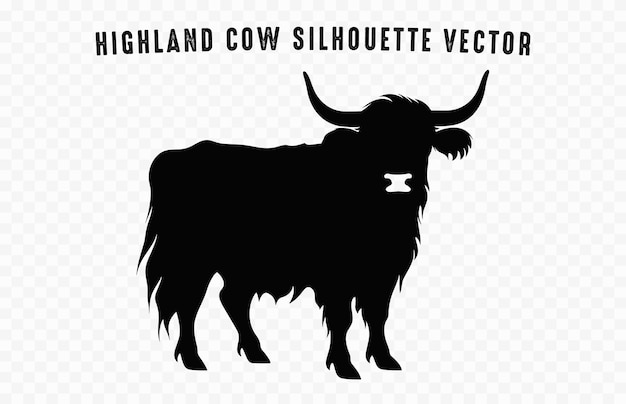 Highland cattle cow silhouette vector geïsoleerd op een witte achtergrond