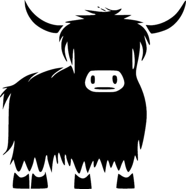 ハイランド牛のミニマリストとシンプルなシルエット ベクトル図
