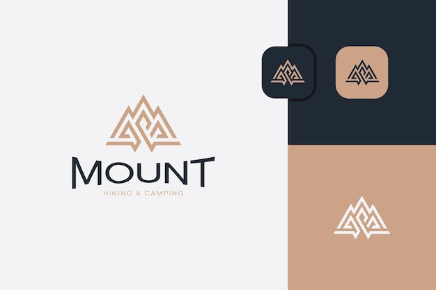 Highland Mountain Peak Wandelen Vector Logo Concept