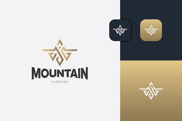 Highland Mountain Peak Wandelen Vector Logo Concept