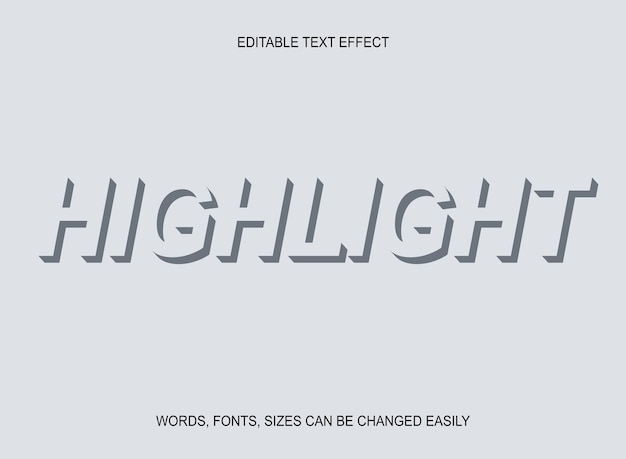 Vector highlight 3d editable text effect