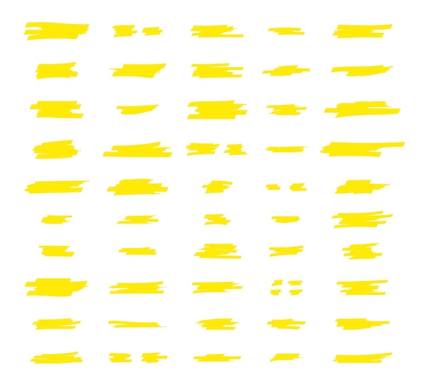 Вектор Выделите линии кисти желтым маркером штрихи маркером