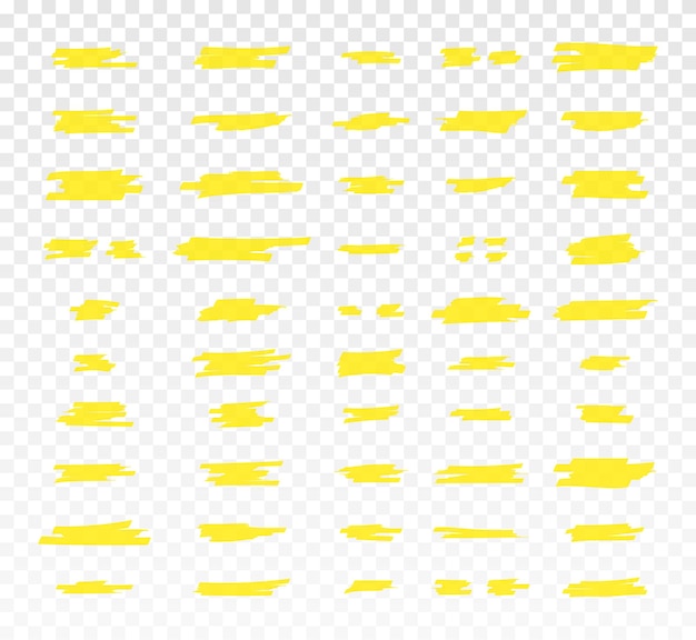 Vector highlight brush lines yellow highlighter marker strokes