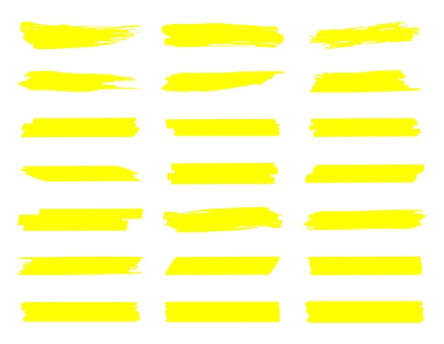 Вектор Выделите линии маркера маркер желтые штрихи нарисованные от руки штрихи маркера