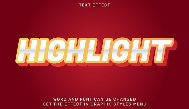 Highlight text effect template in 3d design