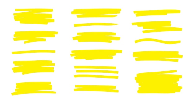 Highlight underline brush Yellow marker pen stroke