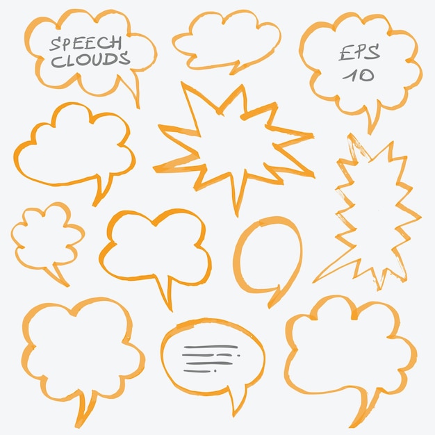 Highlighter Speech Clouds and Bubbles Design Elements