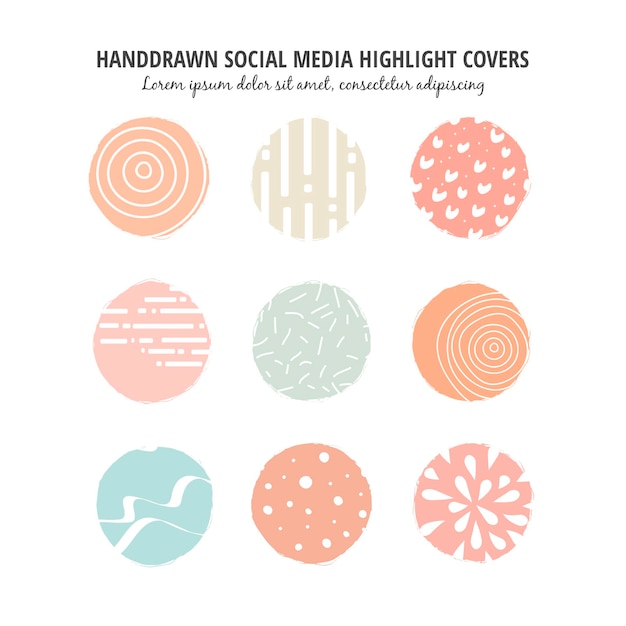 Highlights stories covers. highlights icons. social network highlight stories icons. business icons. social media. vector illustration