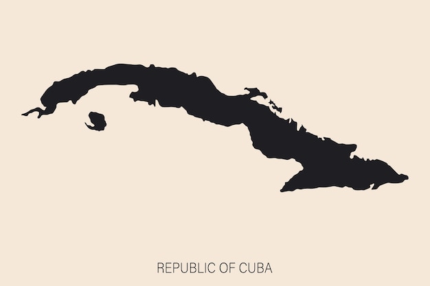 背景に分離された境界線を持つ非常に詳細なキューバの地図ウェブのシンプルなフラットアイコンの図