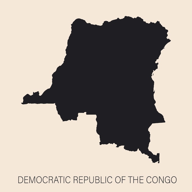 Mappa altamente dettagliata della repubblica democratica del congo con bordi isolati su sfondo semplice illustrazione di icone piatte per il web