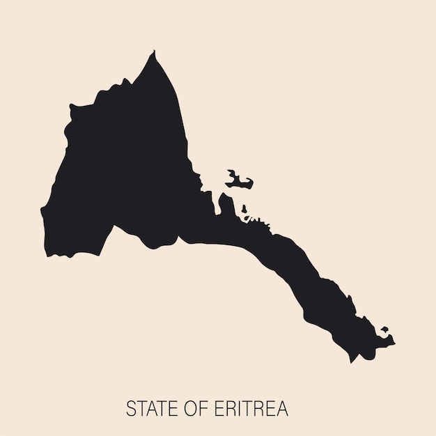 Mappa dell'eritrea altamente dettagliata con bordi isolati su sfondo semplice icona piatta illustrazione per il web