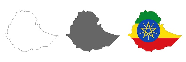 Highly detailed Ethiopia with borders isolated on background