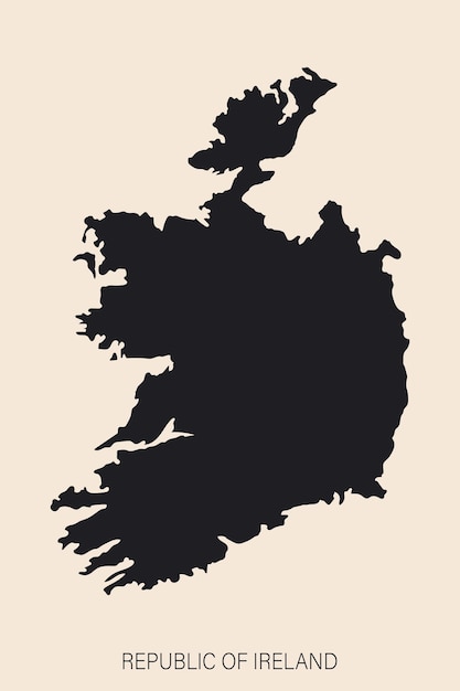 背景に分離された境界線を持つ非常に詳細なアイルランドの地図フラットスタイル