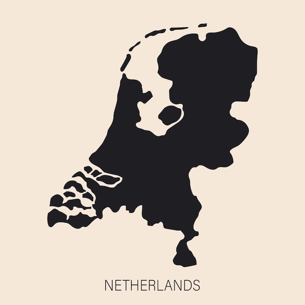 Highly detailed Netherlands map with borders isolated on background Simple icon