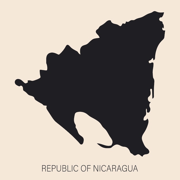 背景に分離された境界線を持つ非常に詳細なニカラグアの地図シンプルなアイコン