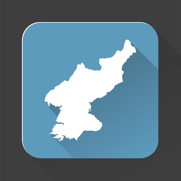 Highly detailed North Korea map with borders isolated on background Simple icon