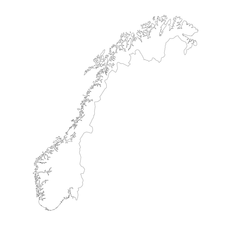 Vector highly detailed norway map with borders isolated on background