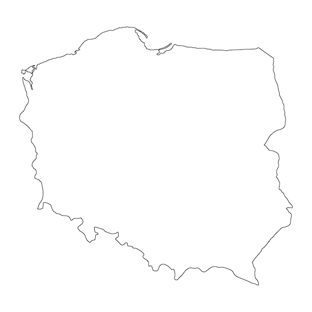 Mappa della polonia altamente dettagliata con bordi isolati sullo sfondo
