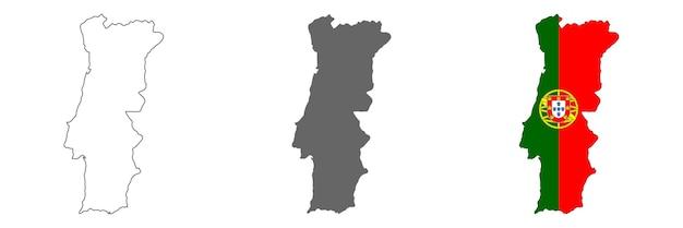 Highly detailed Portugal map with borders isolated on background