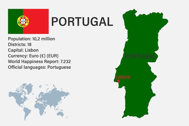 Premium Vector  Simple outline map of portugal with capital location