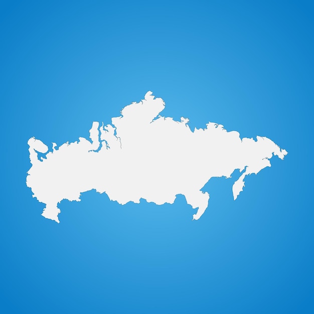 Highly detailed Russian Federation map with borders isolated on background. Flat style