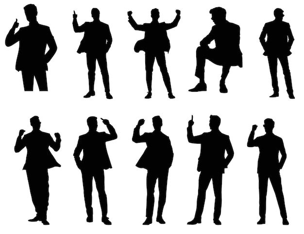 Highly Detailed Silhouettes of Businessmen