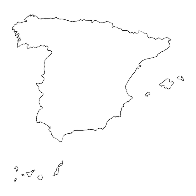 Vector highly detailed spain map with borders isolated on background