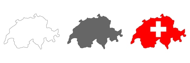 배경에 고립 된 테두리가 있는 매우 상세한 스위스 지도