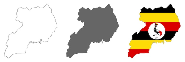 Очень подробная карта уганды с границами, изолированными на заднем плане