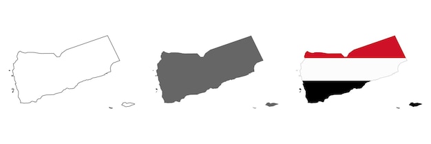 Mappa dello yemen altamente dettagliata con bordi isolati sullo sfondo