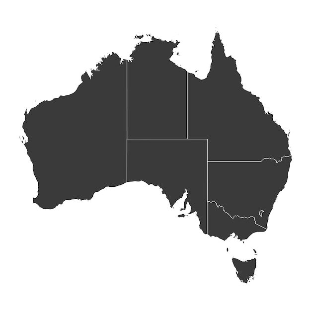 highquality australia map silhouette with state boundaries