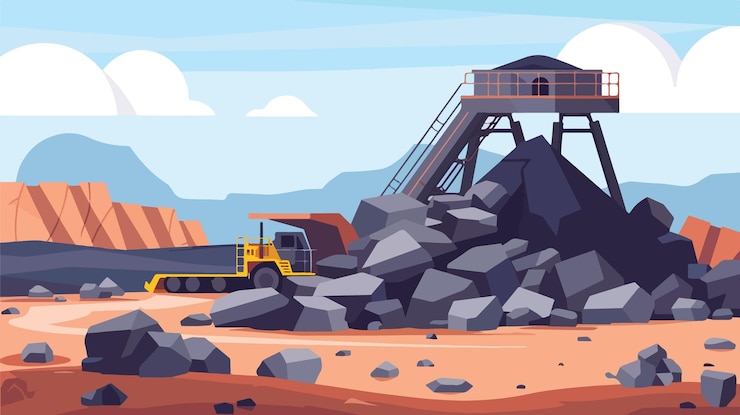 Vector highquality iron ore vector isolated illustration for industrial design projects