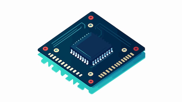 HighQuality Processor Chip Icon voor hardware technologie WideAngle Isolated View