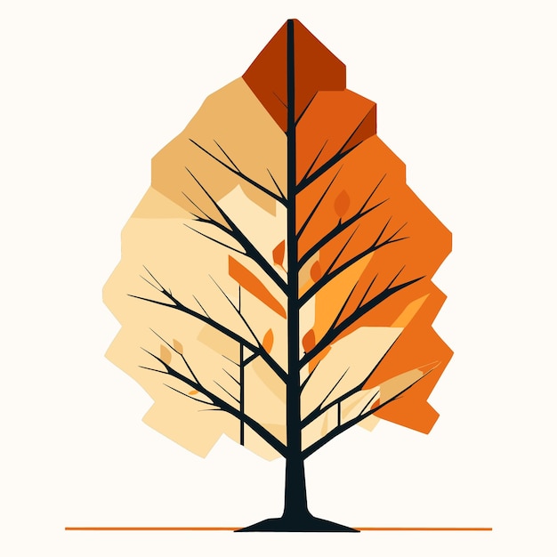 Vector highquality vectorized birch tree illustration in flat 2d style