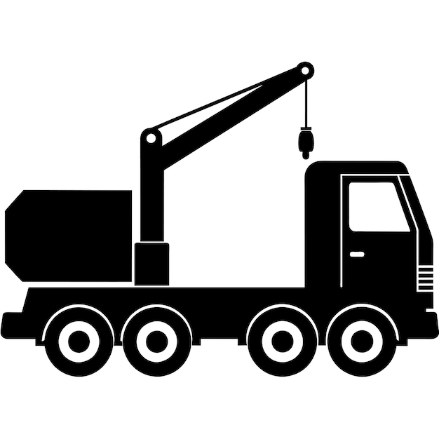 Vector a highresolution black silhouette vector image of a mobile crane truck on a white background 12