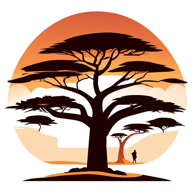 Vector highresolution vector graphic of an isolated baobab tree